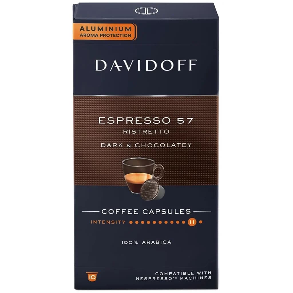 کپسول قهوه دیویدوف اسپرسو ۵۷ ریسترتو | سازگار با نسپرسو 10 عددی Davidoff Espresso 57 Ristretto Coffee Capsules