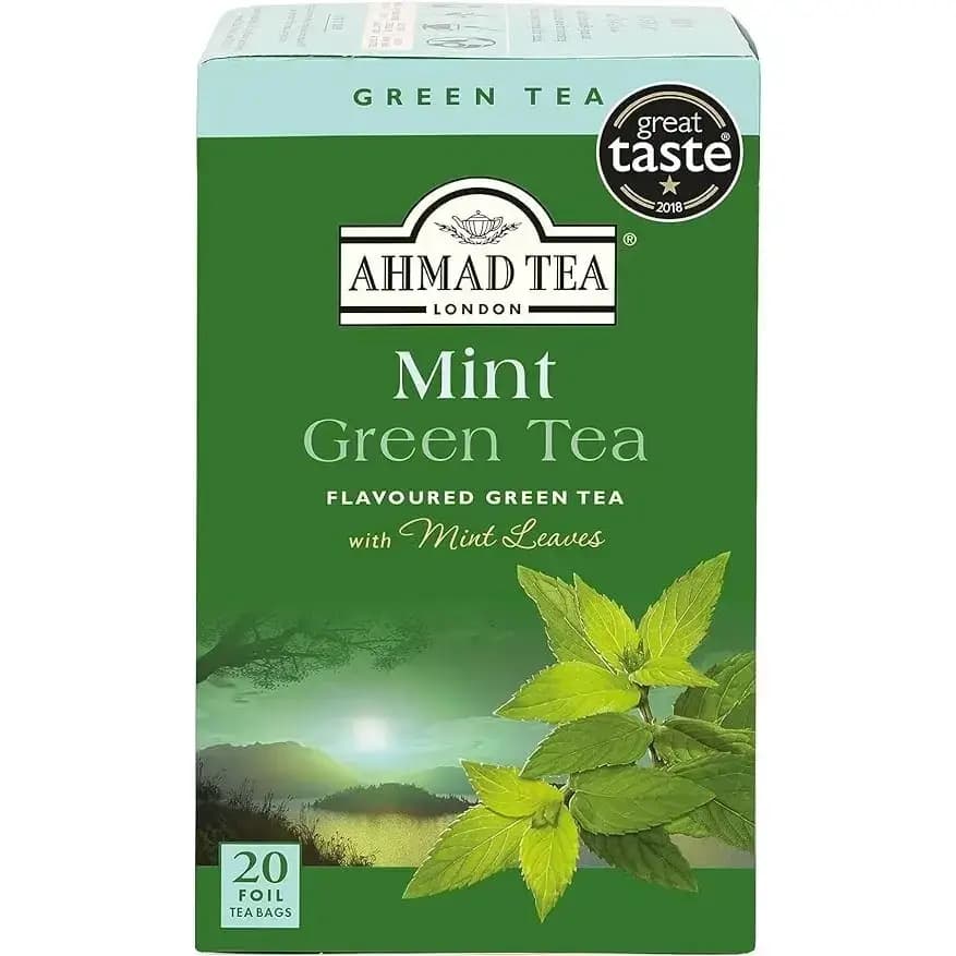 دمنوش چای سبز و نعناع احمد: آرامبخش و نشاط‌آور 20 عددی Ahmad Tea Green Tea Mint