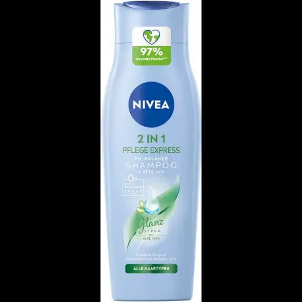 شامپو و نرم کننده بدون سیلیکون نیوا ضد گره 250میل Nivea Pflege Express 2 in 1 PH-Balance Shampoo