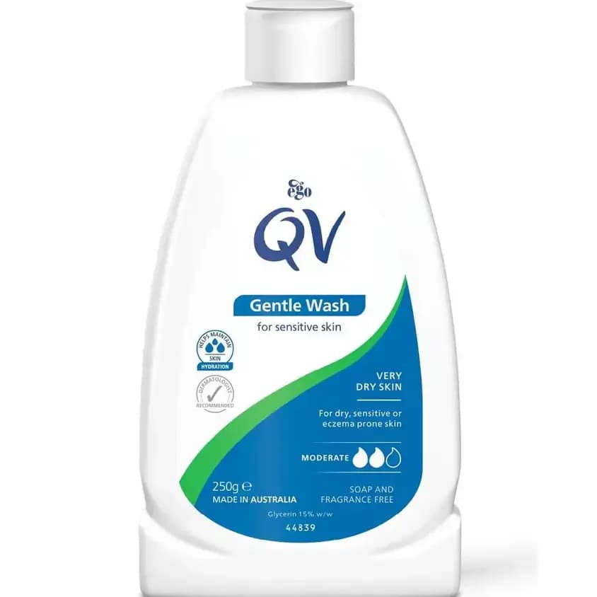 ژل شستشوی کیو وی مناسب پوست خشک و حساس 250 میل QV Gentle Wash For Very Dry Sensitive Skin