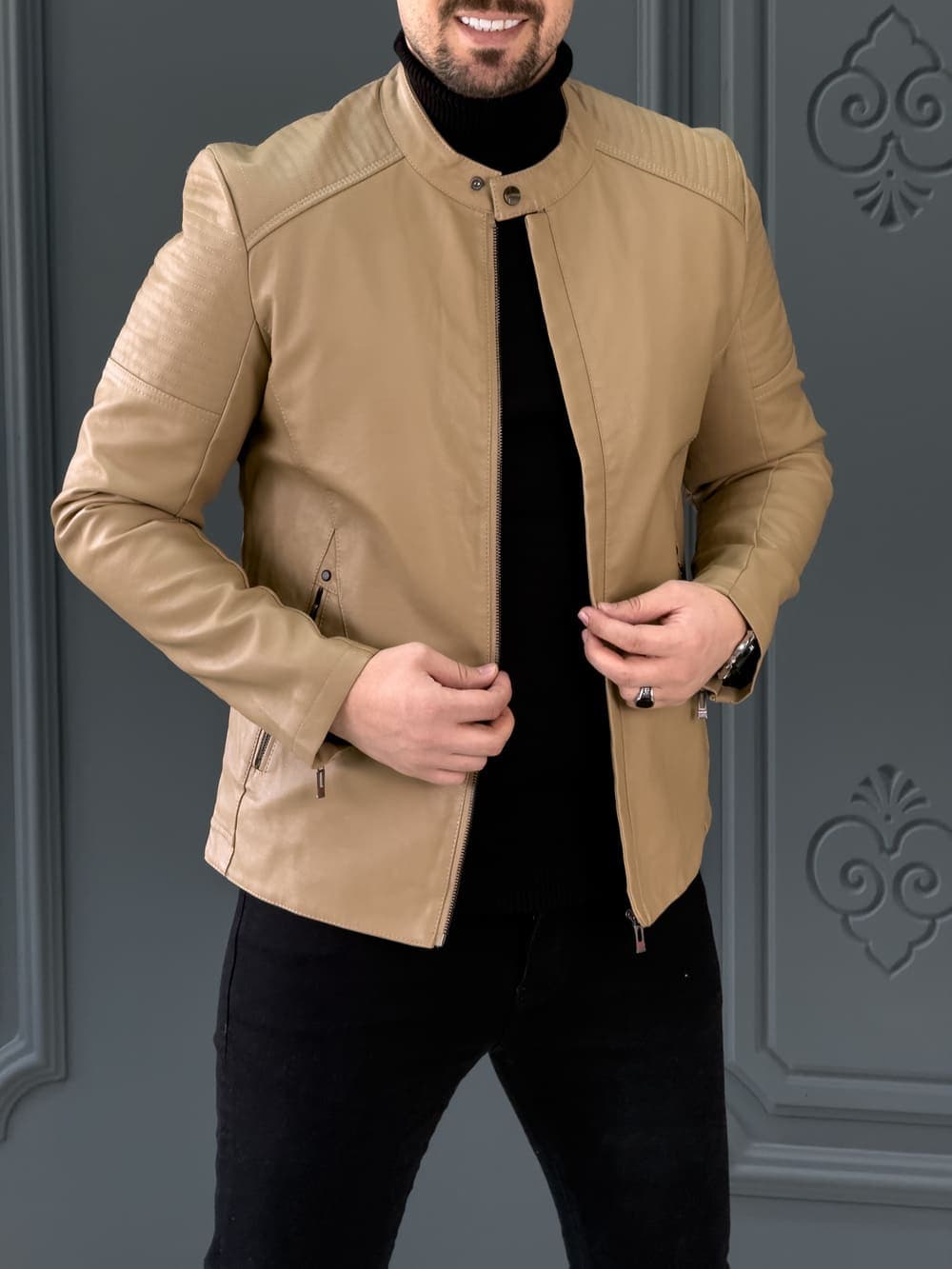 کت چرم 6501 کرم