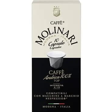 کپسول قهوه مولیناری مشکی ۱۰۰٪ عربیکا مخصوص دستگاه نسپرسو ۱۰ عددی Caffe Molinari 100% Arabica Capsules