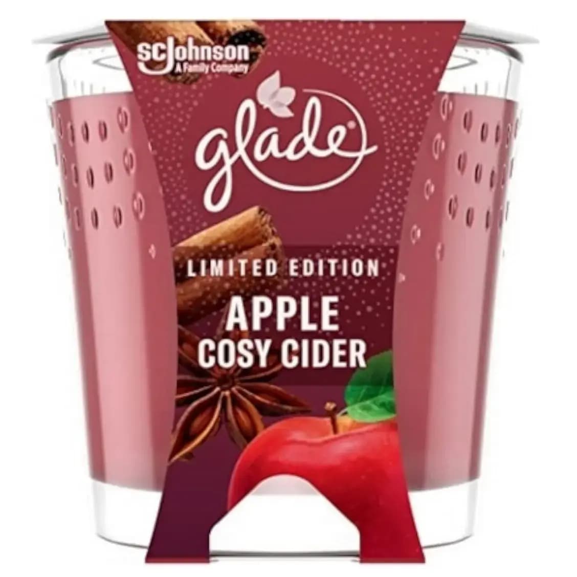 شمع معطر گلید رایحه سیب و دارچین 192 گرم glade limited edition apple cosy cider
