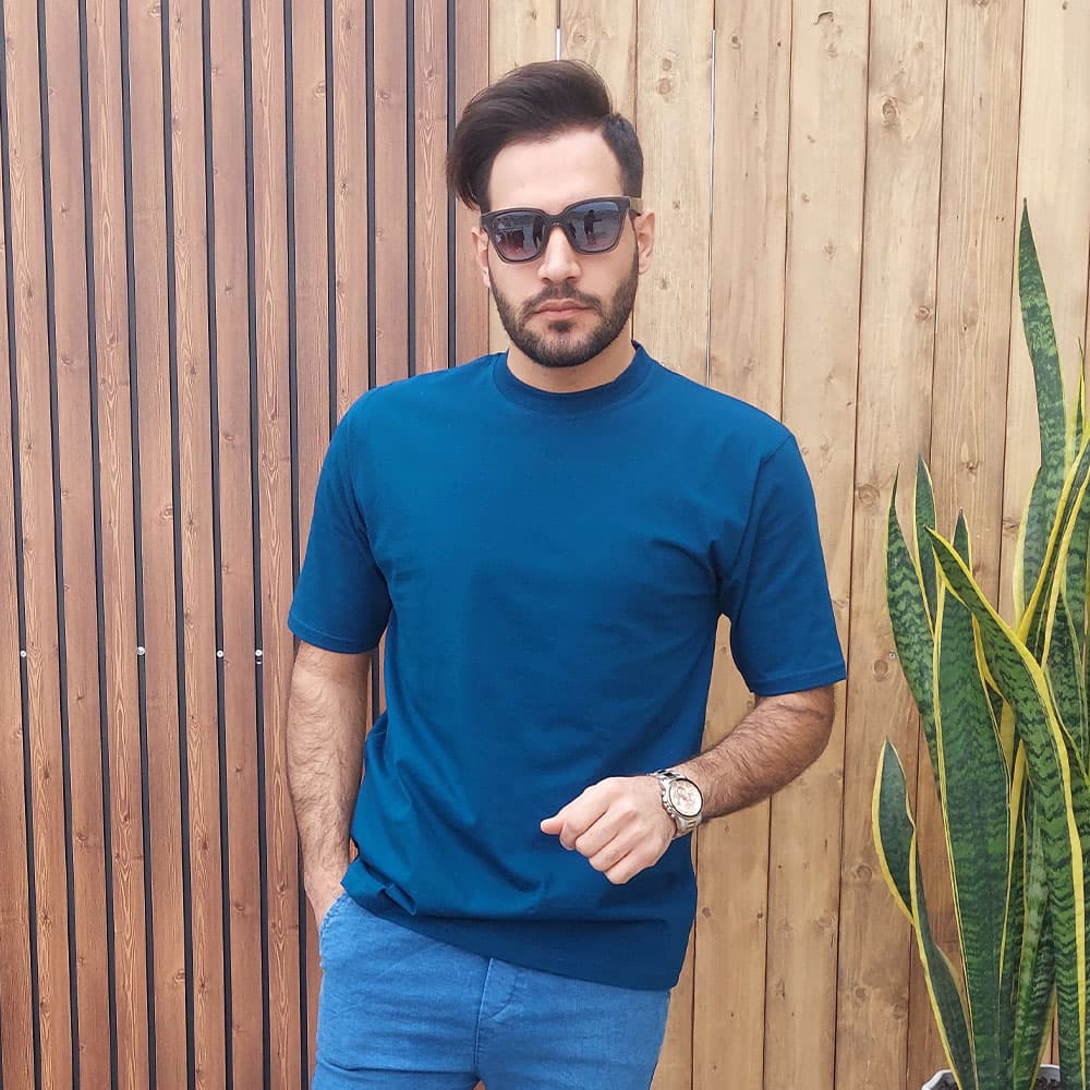 تیشرت لش بیسیک آستین کوتاه رنگ ابی نفتی — تصویر ۲