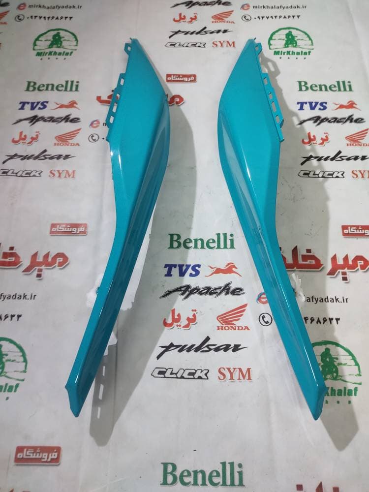 قاب (کاور فلاپ دمی) گیتاری زیر زین موتور یاماها طرح ایروکس جدید نیوفیس nvx ابی فیروزه ای (جفتی) — تصویر ۲