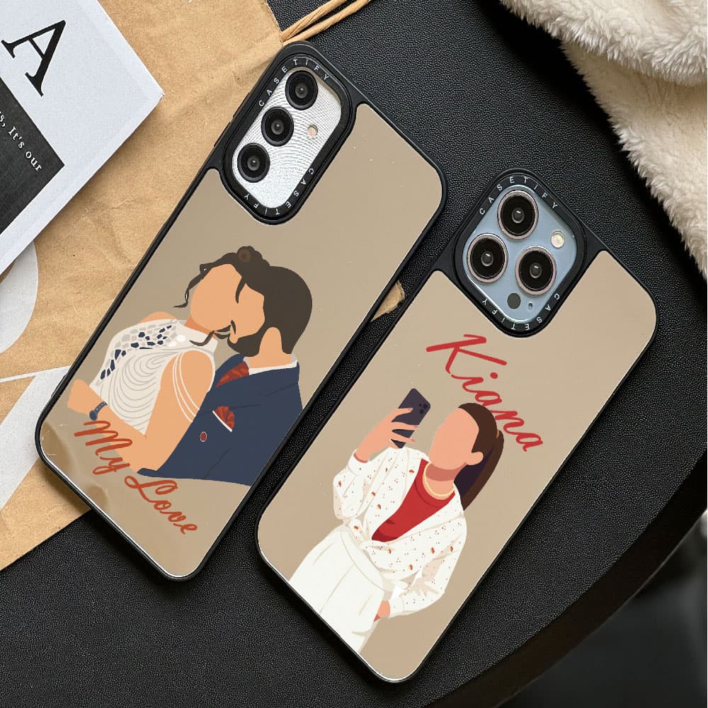 قاب آینه ای چاپی سفارشی (کد 0489) به اسم دلخواه مدل vector style مناسب برای گوشی موبایل اپل آیفون Apple iPhone 7 / 8 / SE 2020 / 7 Plus / 8 Plus / X / XS / XR / XS Max / 11 / 11 Pro / 11 Pro Max / 12 — تصویر ۳