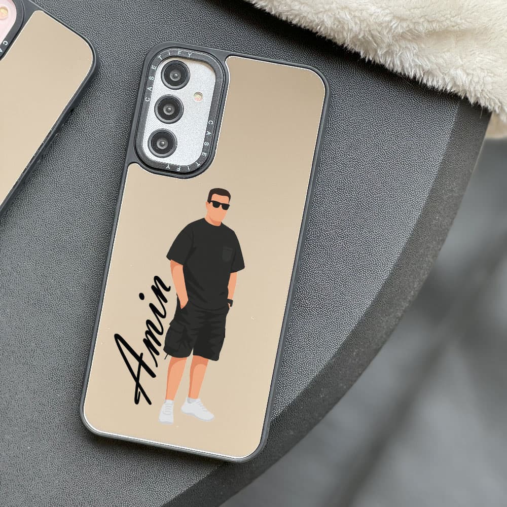 قاب آینه ای چاپی سفارشی (کد 0489) به اسم دلخواه مدل vector style مناسب برای گوشی موبایل اپل آیفون Apple iPhone 7 / 8 / SE 2020 / 7 Plus / 8 Plus / X / XS / XR / XS Max / 11 / 11 Pro / 11 Pro Max / 12 — تصویر ۵