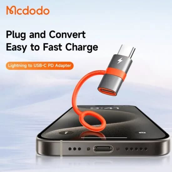 تبدیل OTG تایپ سی به لایتنینگ مک دودو Mcdodo OT-5530 Silicone Hook توان 60 وات — تصویر ۶