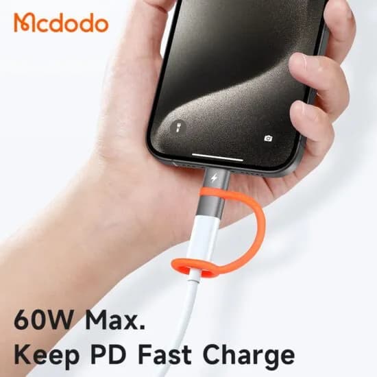 تبدیل OTG تایپ سی به لایتنینگ مک دودو Mcdodo OT-5530 Silicone Hook توان 60 وات — تصویر ۳