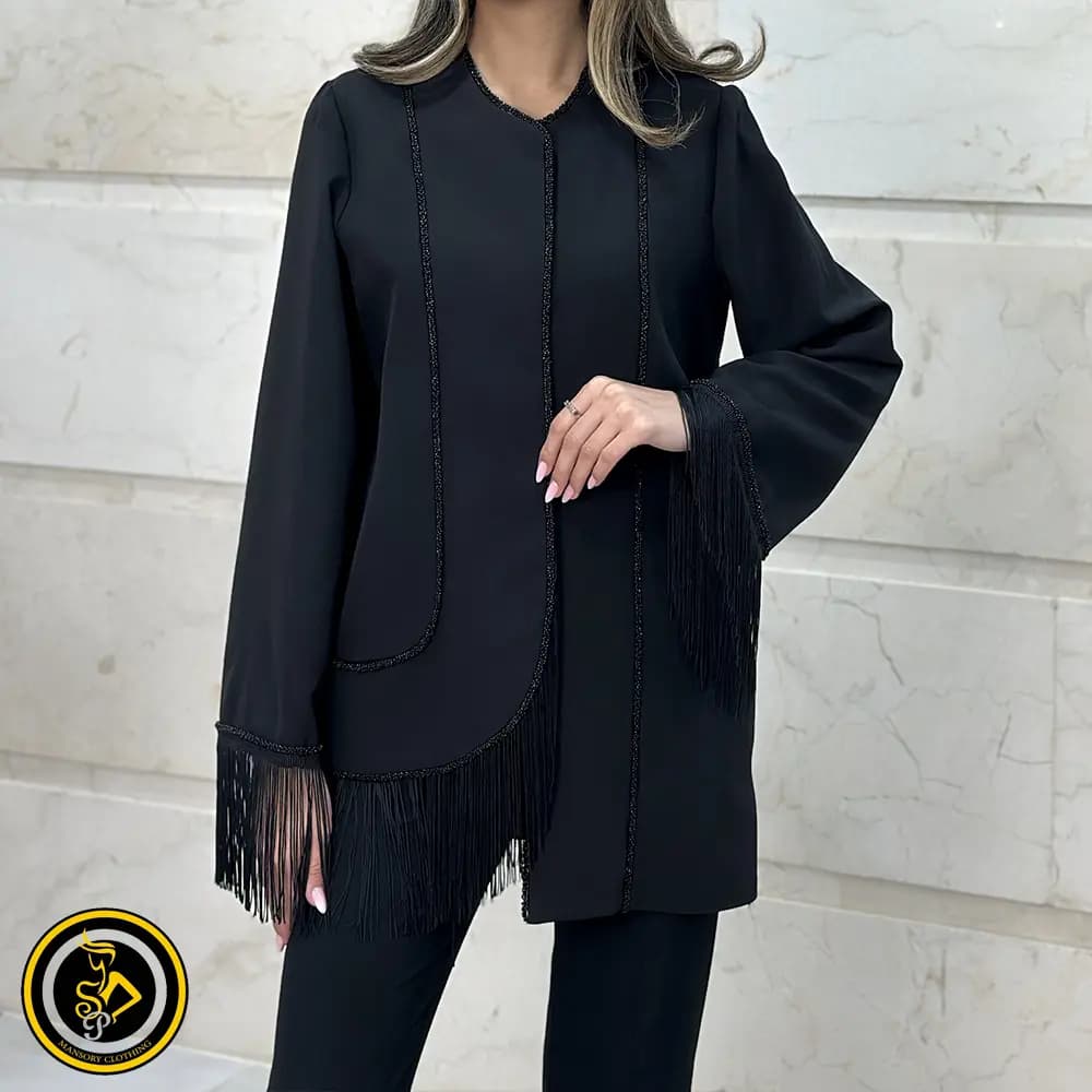 مانتو کتی آستین ریش مجلسی