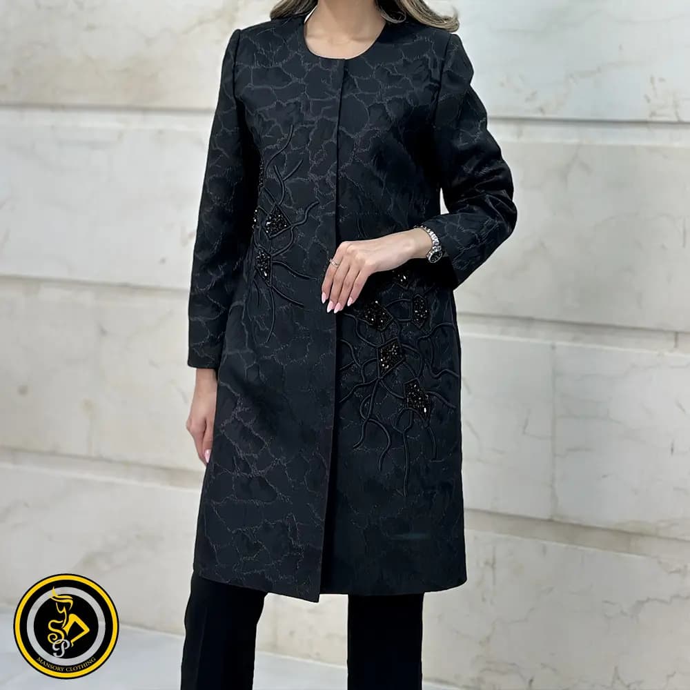 مانتو مجلسی ژاکارد جلو کار شده