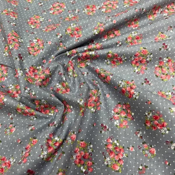 پارچه لباس مدل نخی طرح گلدار 1 متر کد b058