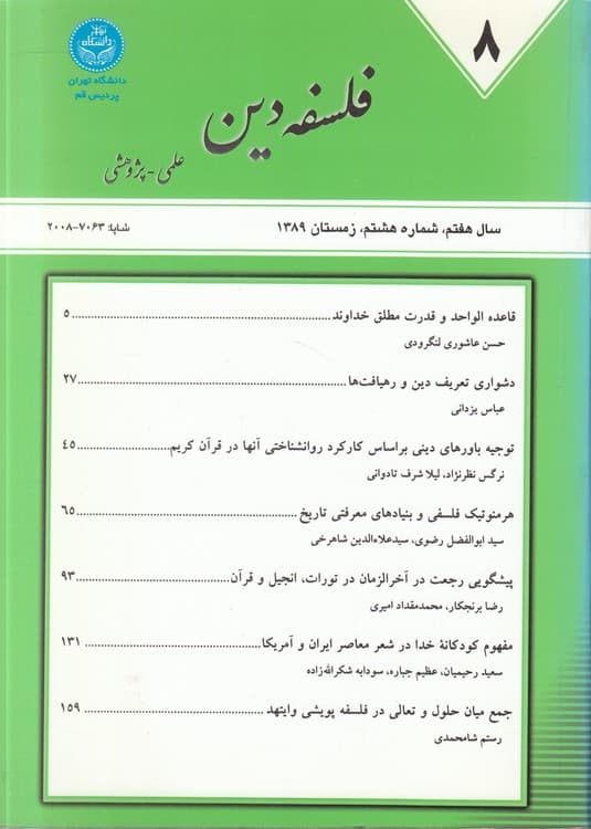 مجله فلسفه دین علمی – پژوهشی (۰۸)