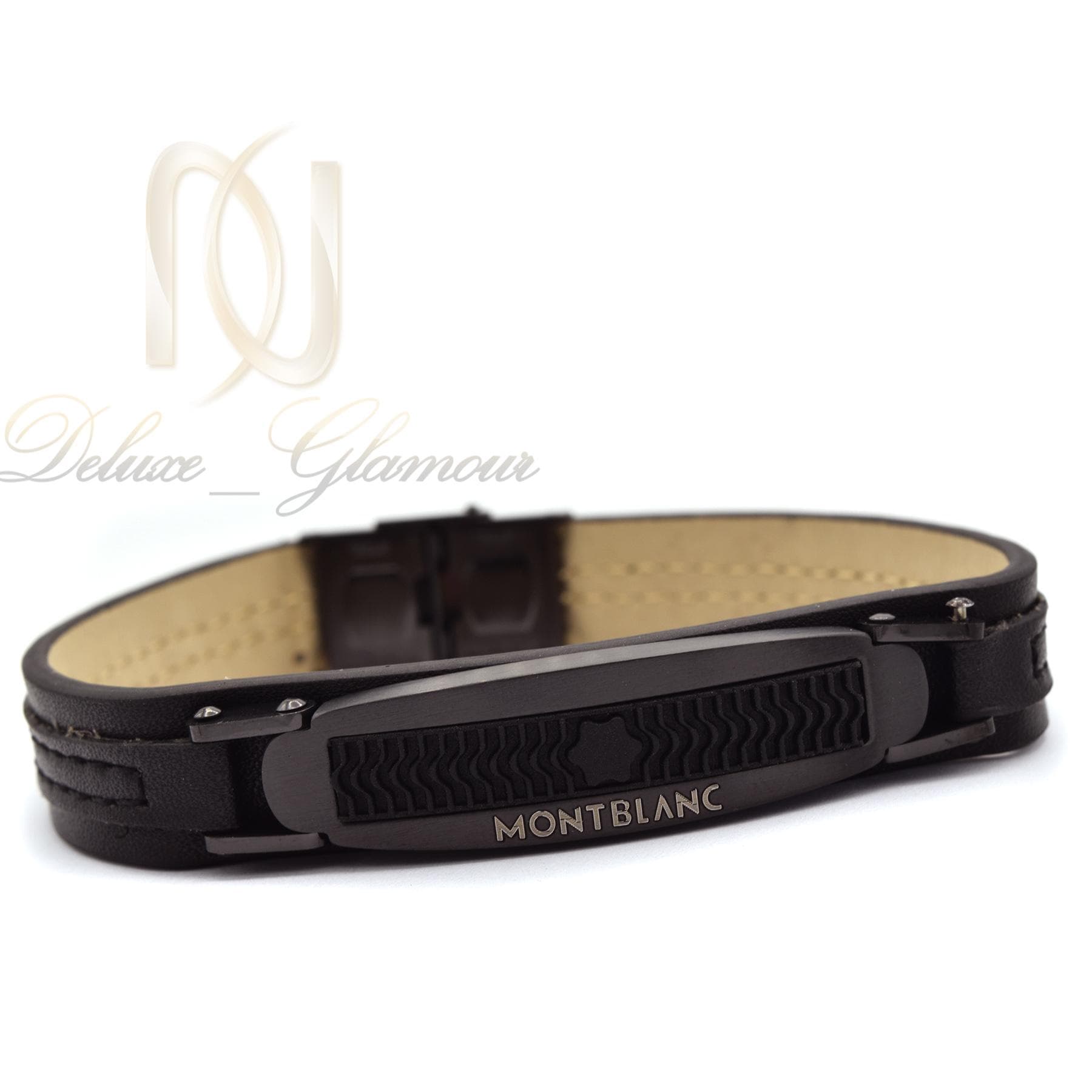 دستبند مردانه چرمی طرح مونت بلانک ds-n359