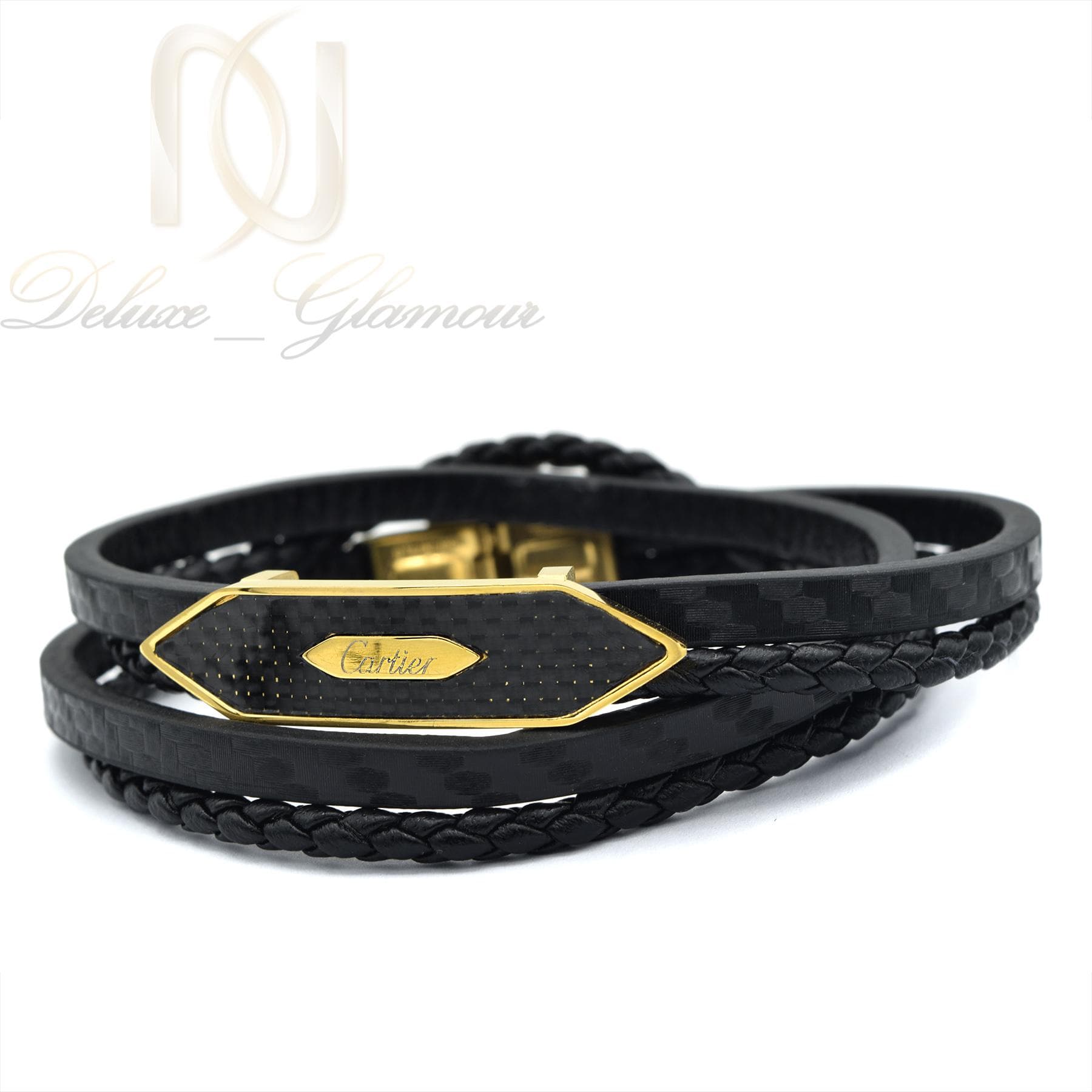 دستبند مردانه چرم چهار ردیفه کارتیر ds-n353