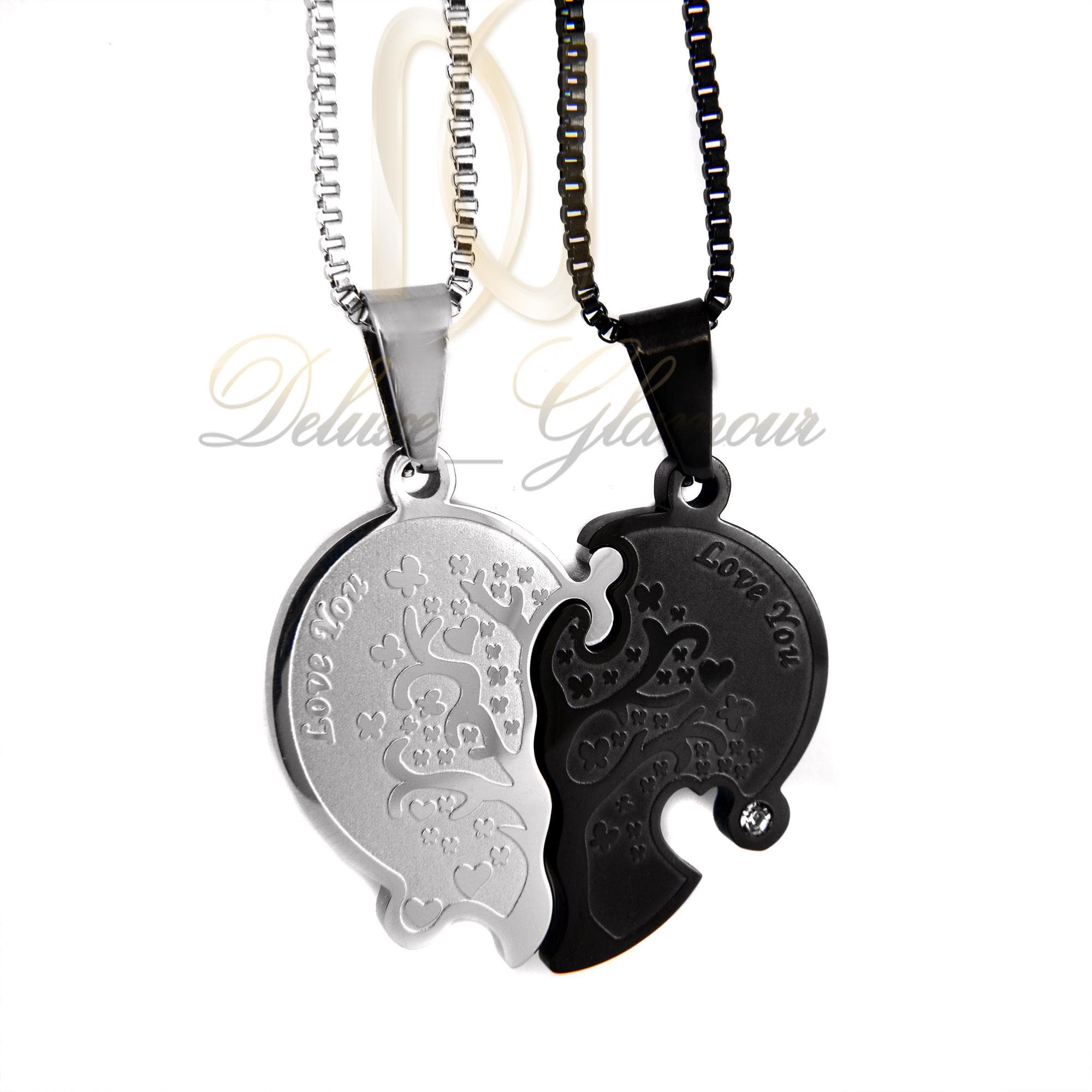 گردنبند ست استیل دو رنگ طرح قلب mf-n120
