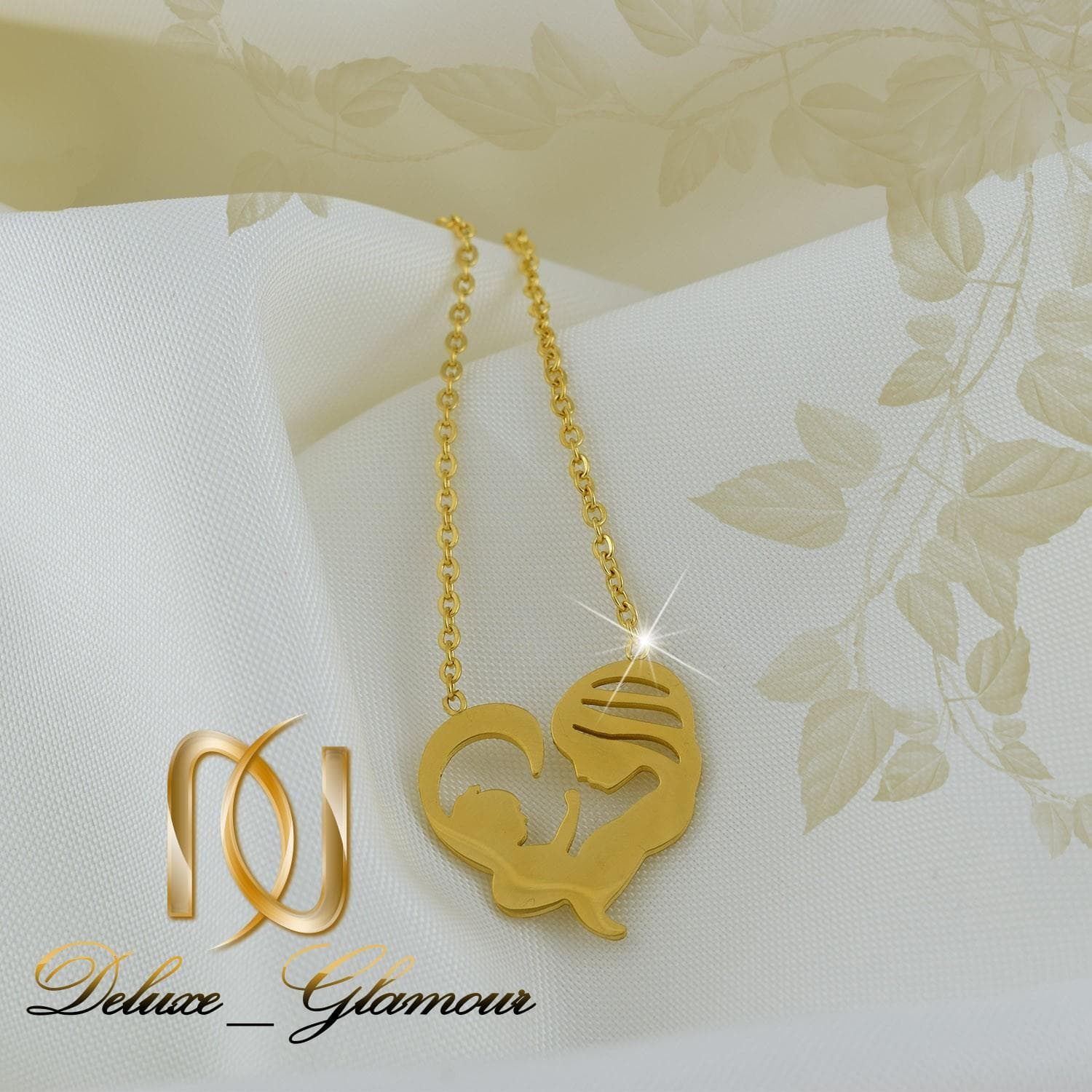 گردنبند زنانه استیل طلای طرح مادر و فرزند nw-n258