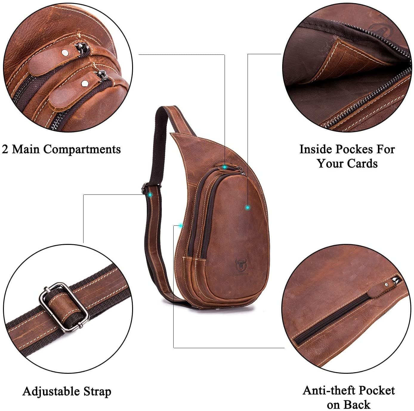 کیف کراس بادی و تکشانه چرم طبیعی مدل Crossbody Bag 30 | سیلوا چرم — تصویر ۵