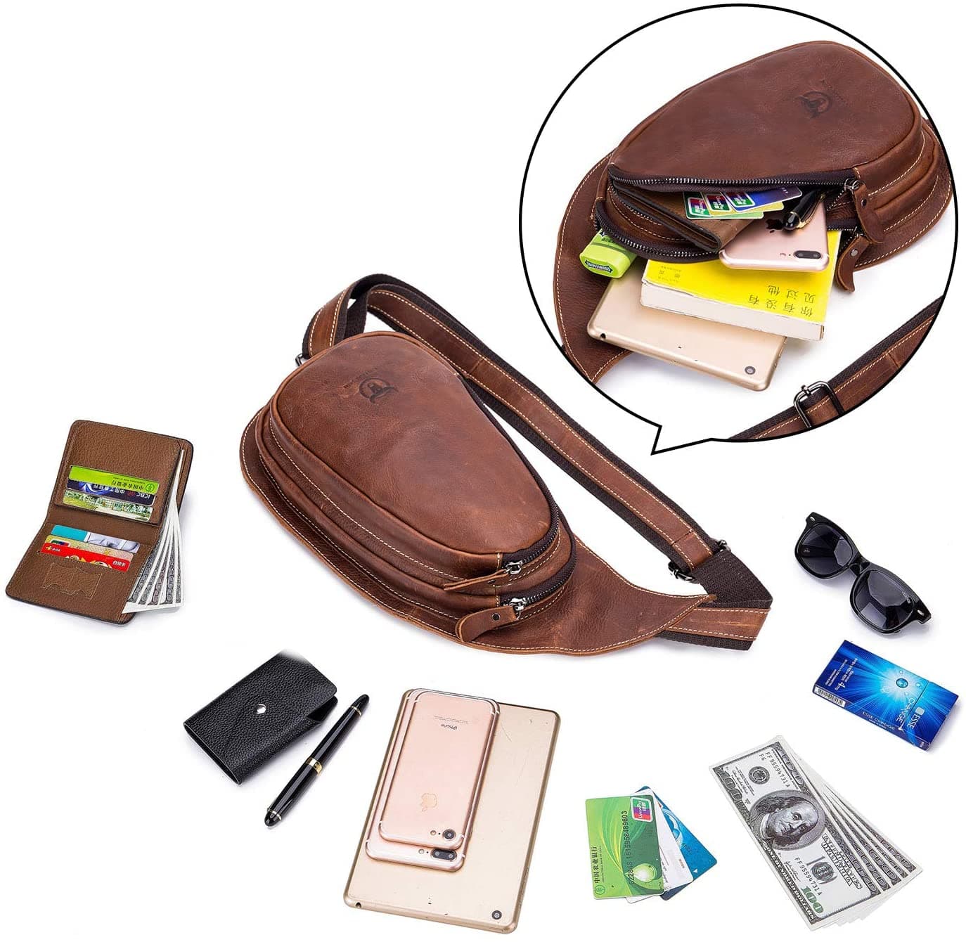 کیف کراس بادی و تکشانه چرم طبیعی مدل Crossbody Bag 30 | سیلوا چرم — تصویر ۴