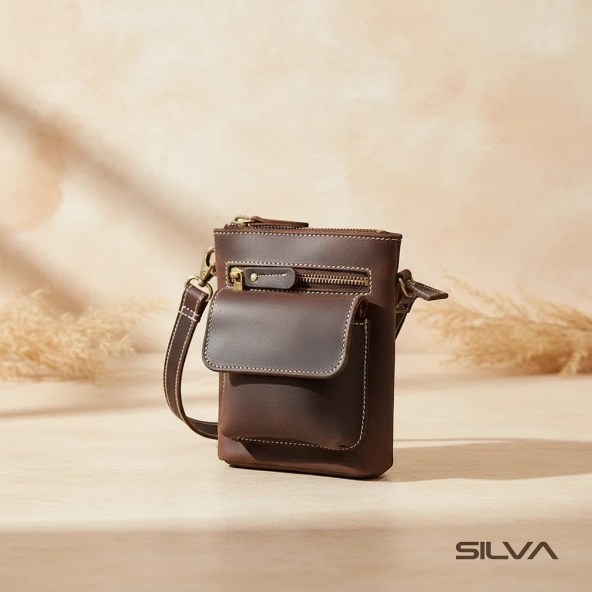 کیف دوشی چرم طبیعی مدل Shoulder Bag 30 | سیلوا چرم