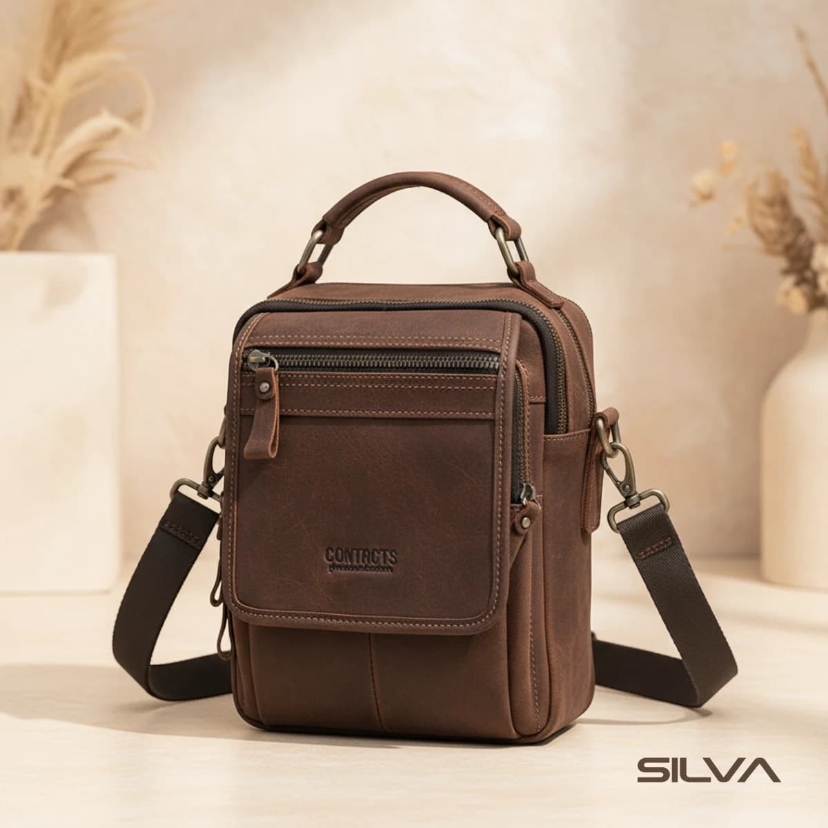 کیف دوشی چرم طبیعی مدل Shoulder Bag 28 | سیلوا چرم