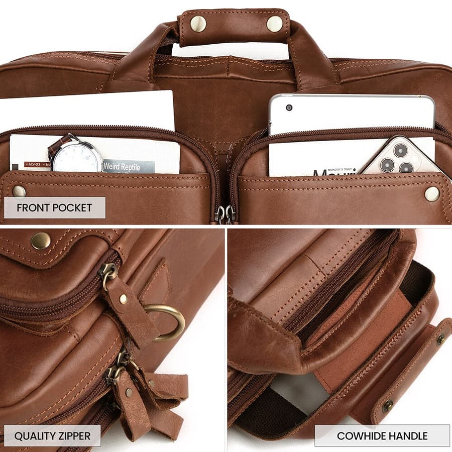 کیف لپ تاپ چرم طبیعی مدل Laptop Bag 35 | سیلوا چرم — تصویر ۷