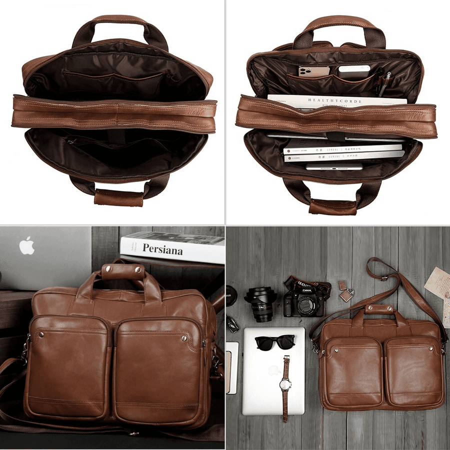 کیف لپ تاپ چرم طبیعی مدل Laptop Bag 35 | سیلوا چرم — تصویر ۸