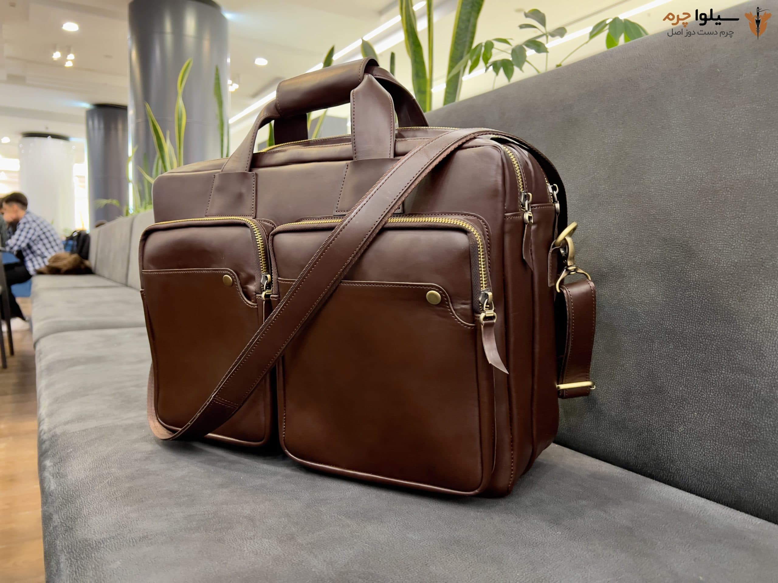 کیف لپ تاپ چرم طبیعی مدل Laptop Bag 35 | سیلوا چرم — تصویر ۳
