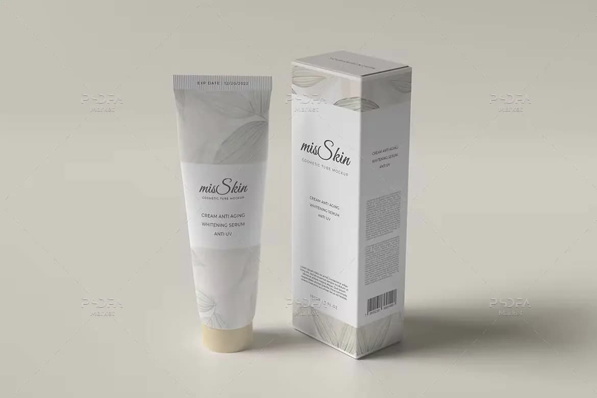 موکاپ تیوب آرایشی و بهداشتی با جعبه — تصویر ۶
