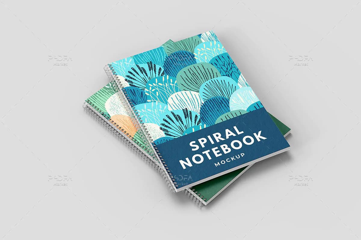 موکاپ دفتر سیمی و فنری Spiral Notebook — تصویر ۵