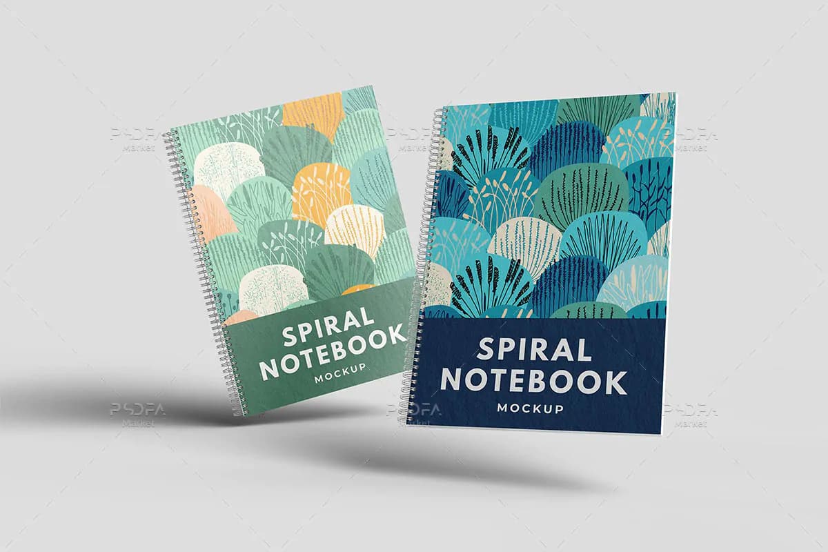 موکاپ دفتر سیمی و فنری Spiral Notebook — تصویر ۶