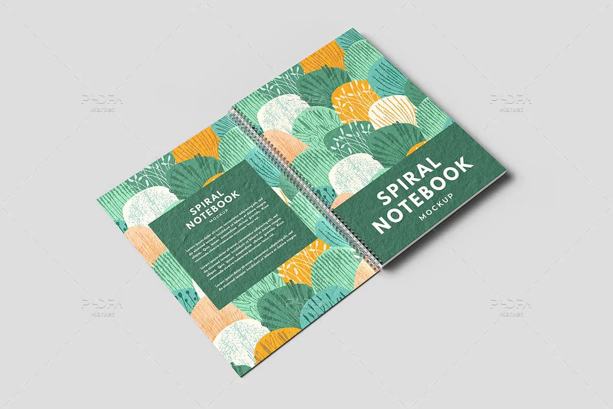 موکاپ دفتر سیمی و فنری Spiral Notebook — تصویر ۸