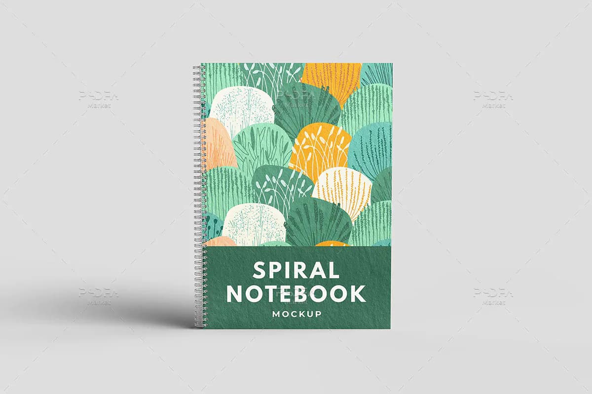 موکاپ دفتر سیمی و فنری Spiral Notebook — تصویر ۷
