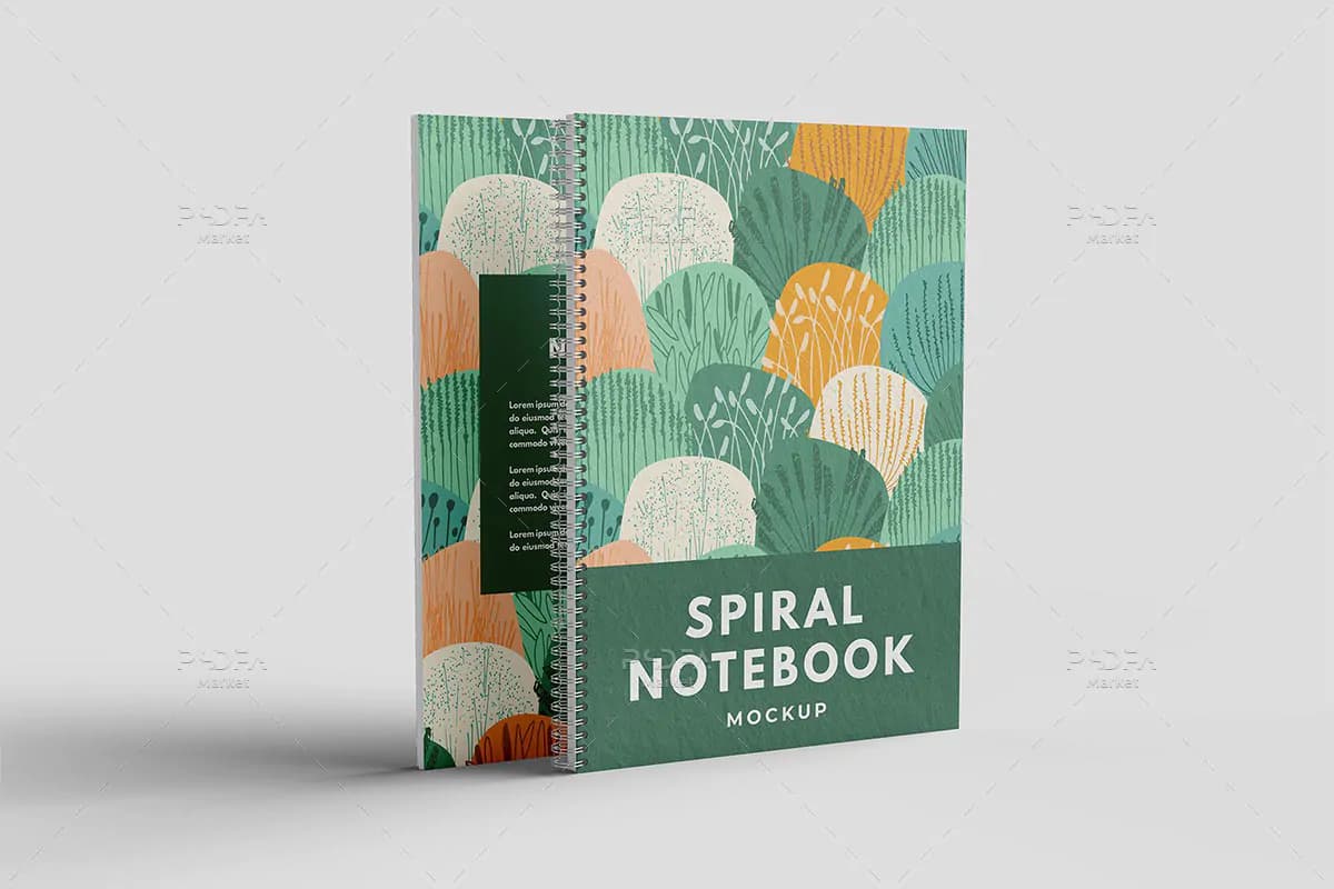 موکاپ دفتر سیمی و فنری Spiral Notebook — تصویر ۳