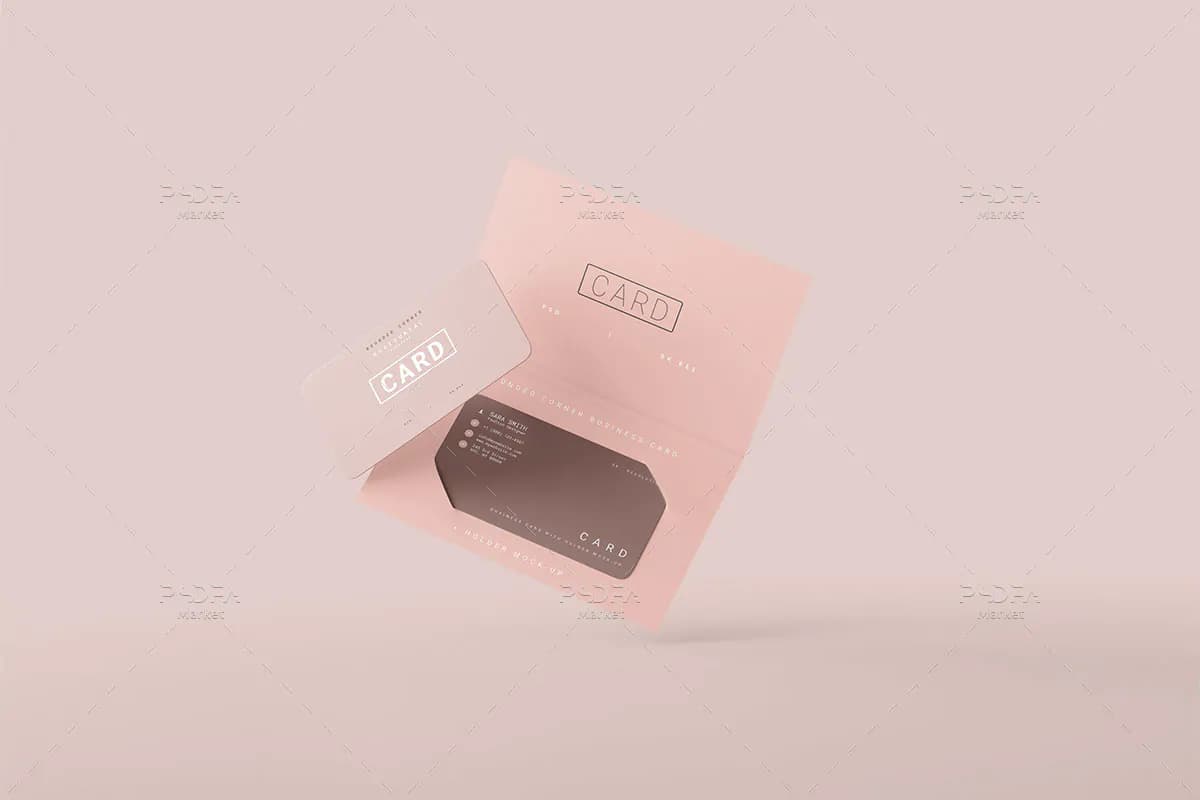 موکاپ کارت ویزیت با جاکارتی یا هولدر شیک و زیبا — تصویر ۳