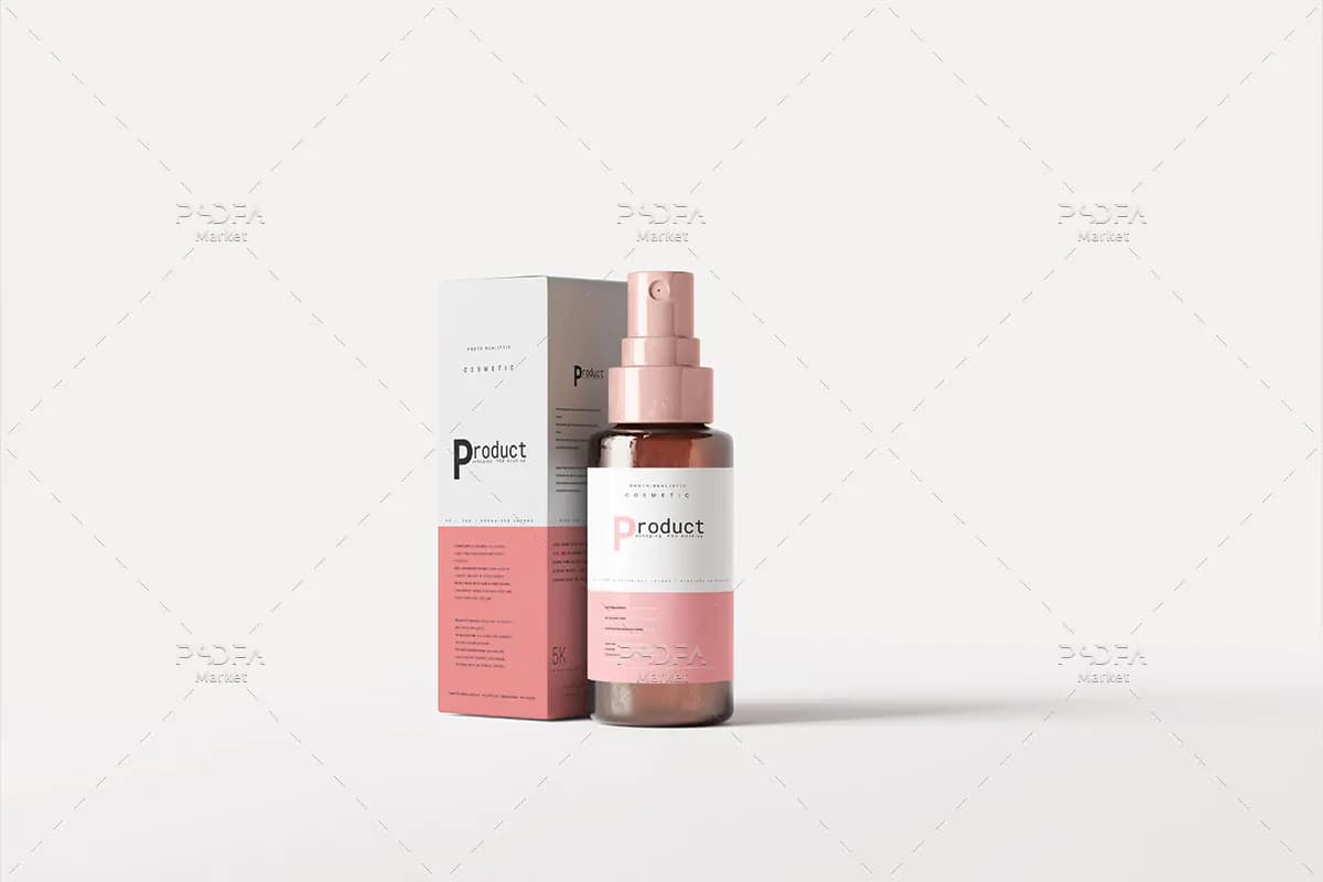 موکاپ بطری اسپری شیشه ای کهربایی — تصویر ۲