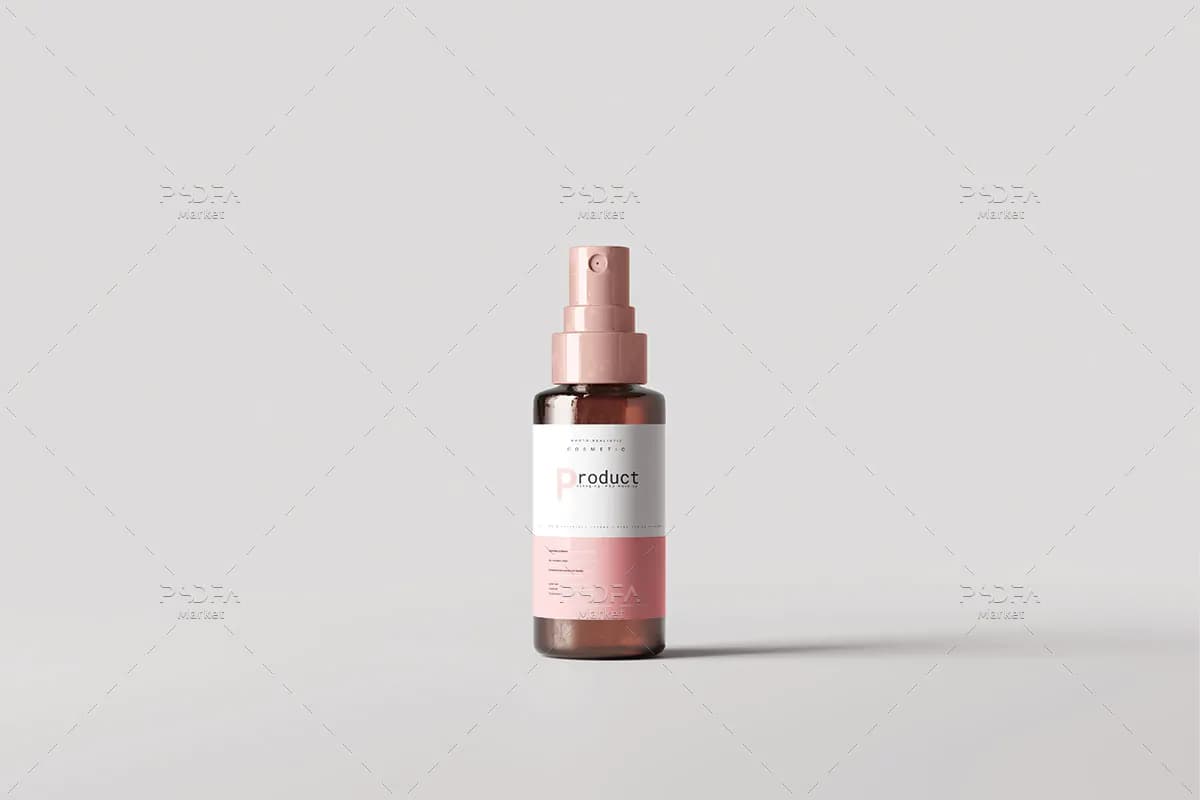 موکاپ بطری اسپری شیشه ای کهربایی — تصویر ۳