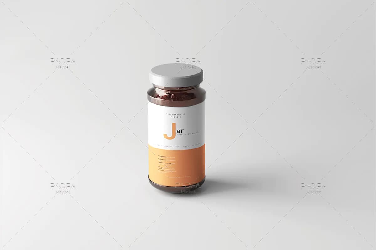 موکاپ بطری شیشه ای غذا و دارو کهربایی — تصویر ۶
