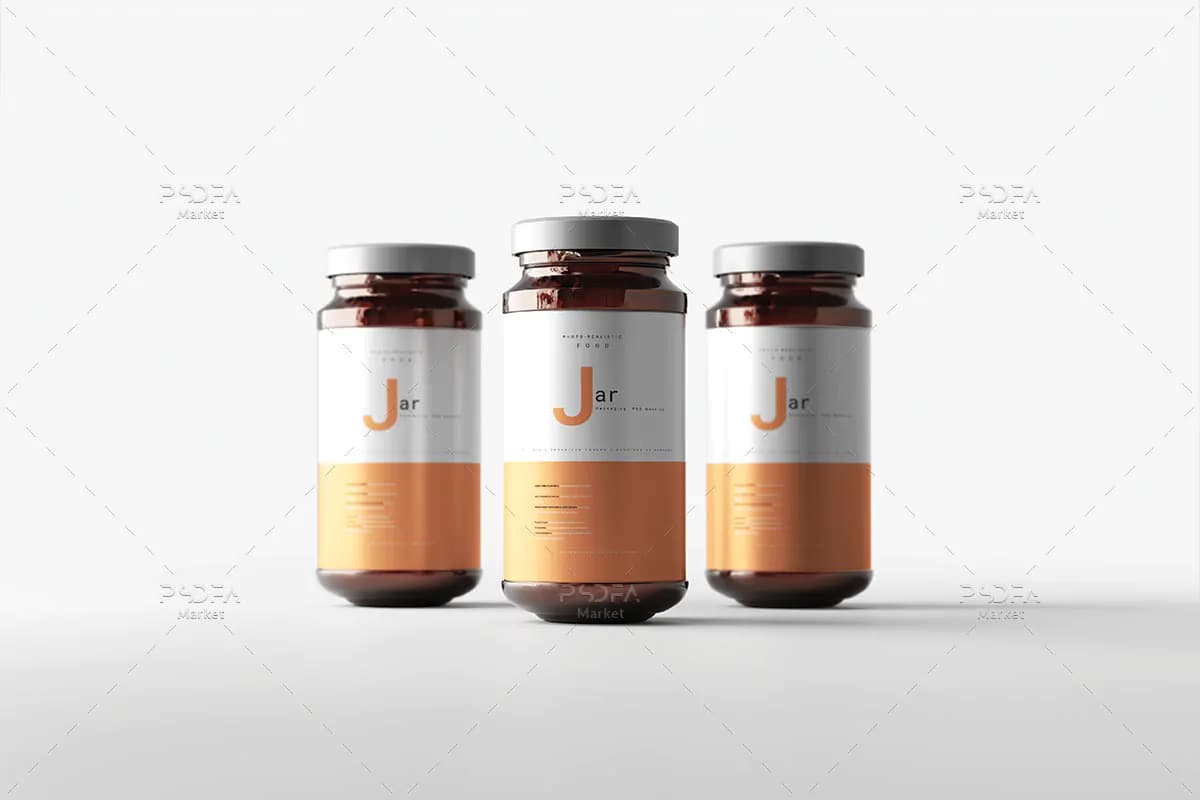 موکاپ بطری شیشه ای غذا و دارو کهربایی — تصویر ۲