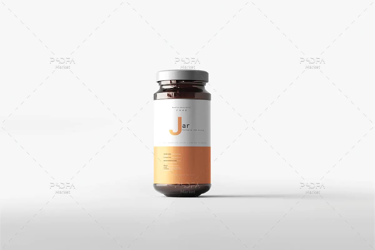 موکاپ بطری شیشه ای غذا و دارو کهربایی
