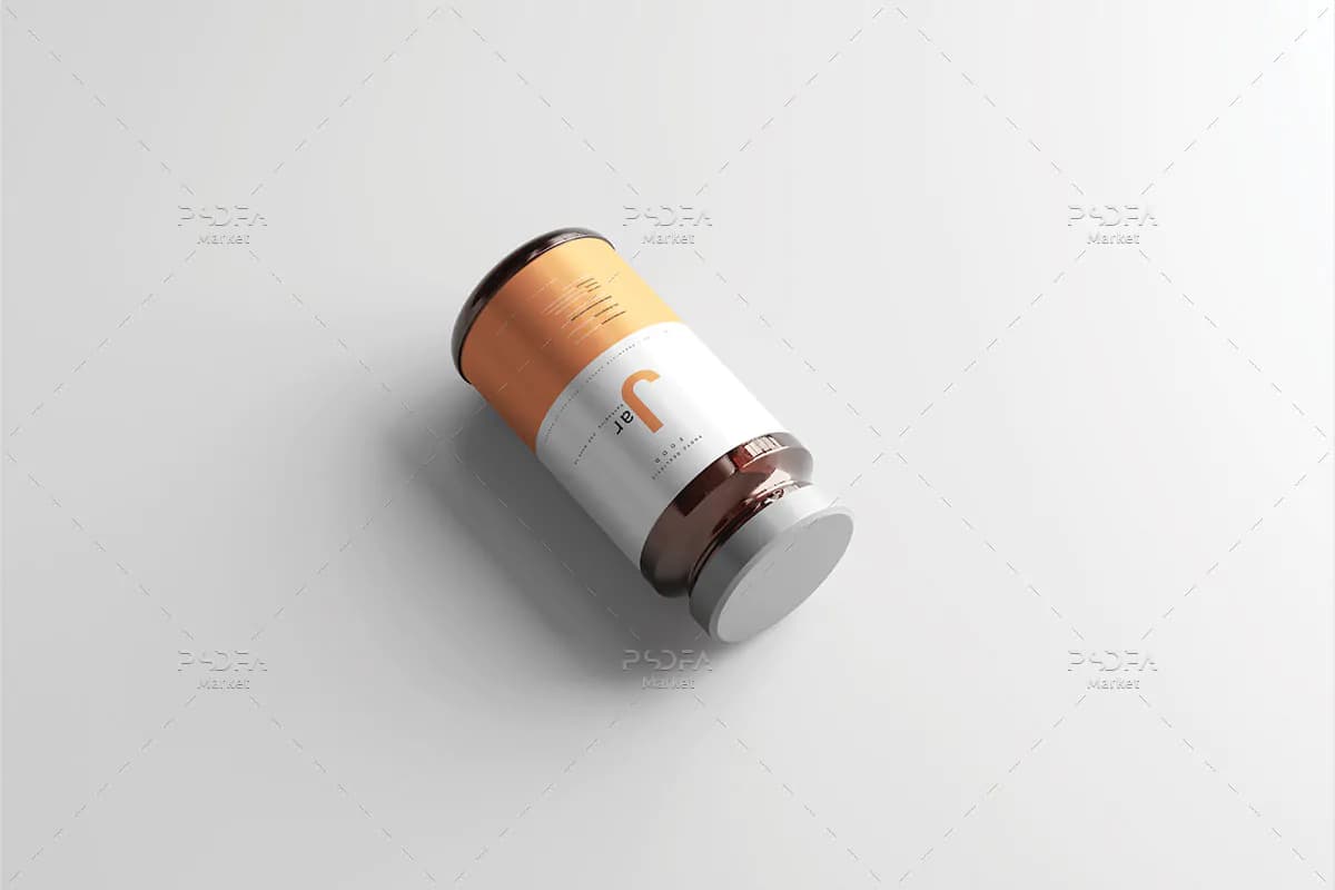 موکاپ بطری شیشه ای غذا و دارو کهربایی — تصویر ۵