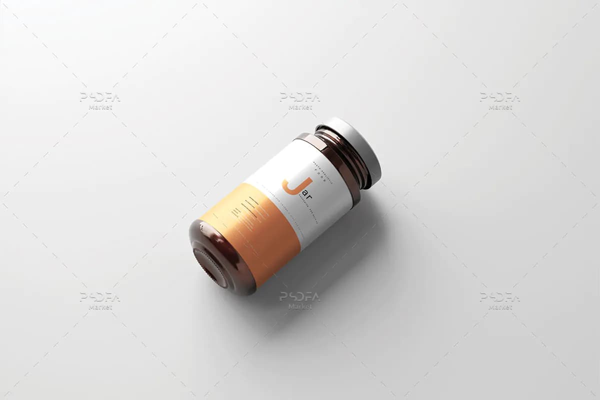 موکاپ بطری شیشه ای غذا و دارو کهربایی — تصویر ۴