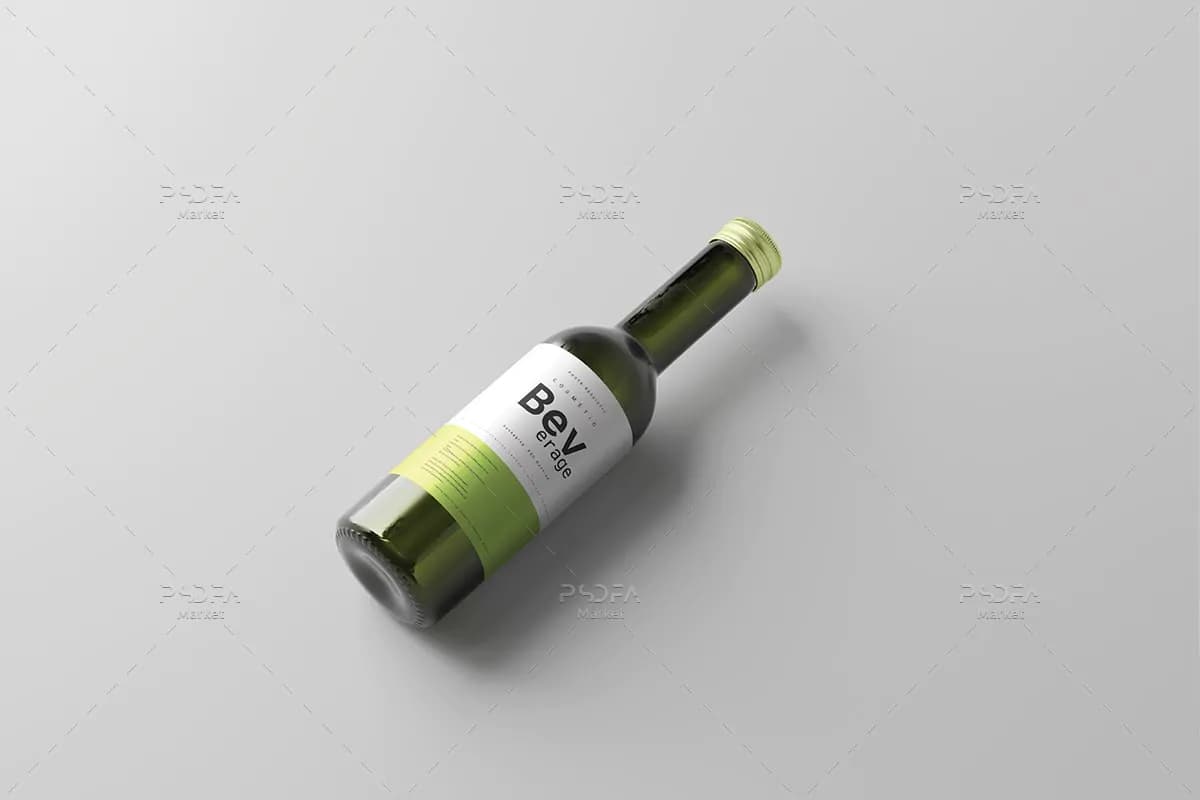 موکاپ بطری شیشه ای کوچک – 7 نمای مختلف — تصویر ۵