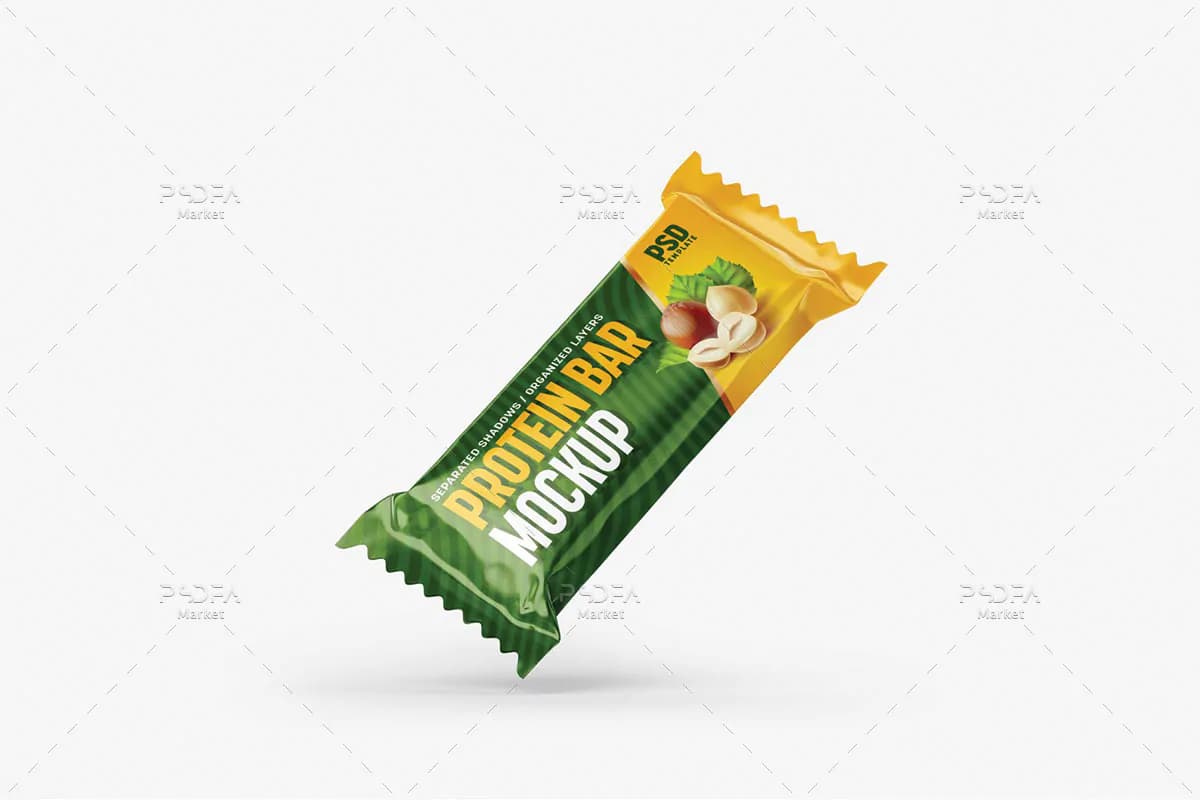 موکاپ بسته بندی شکلات و تافی (اسنک و پروتئین بار) — تصویر ۸
