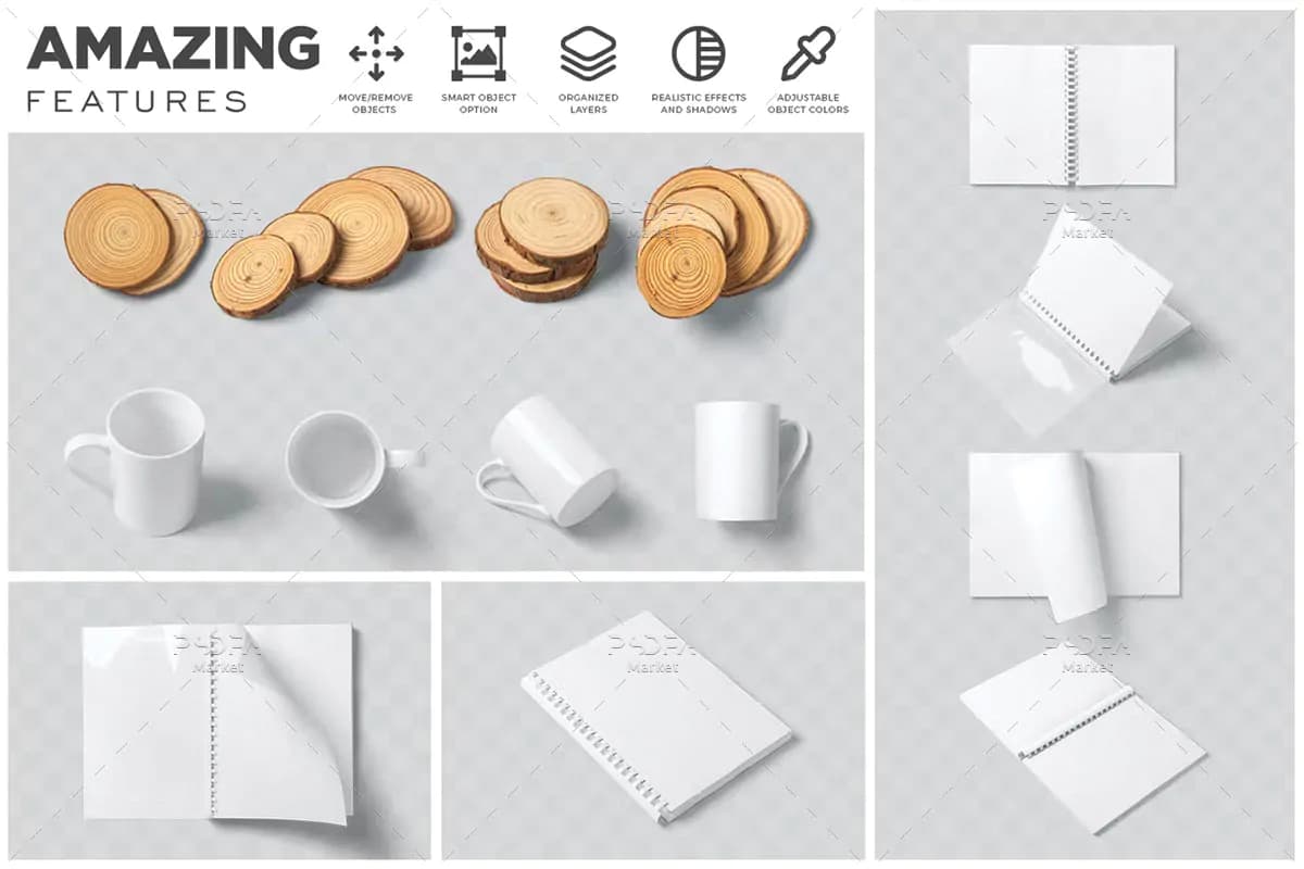 موکاپ کتاب صحافی شانه پلاستیکی A4 — تصویر ۸
