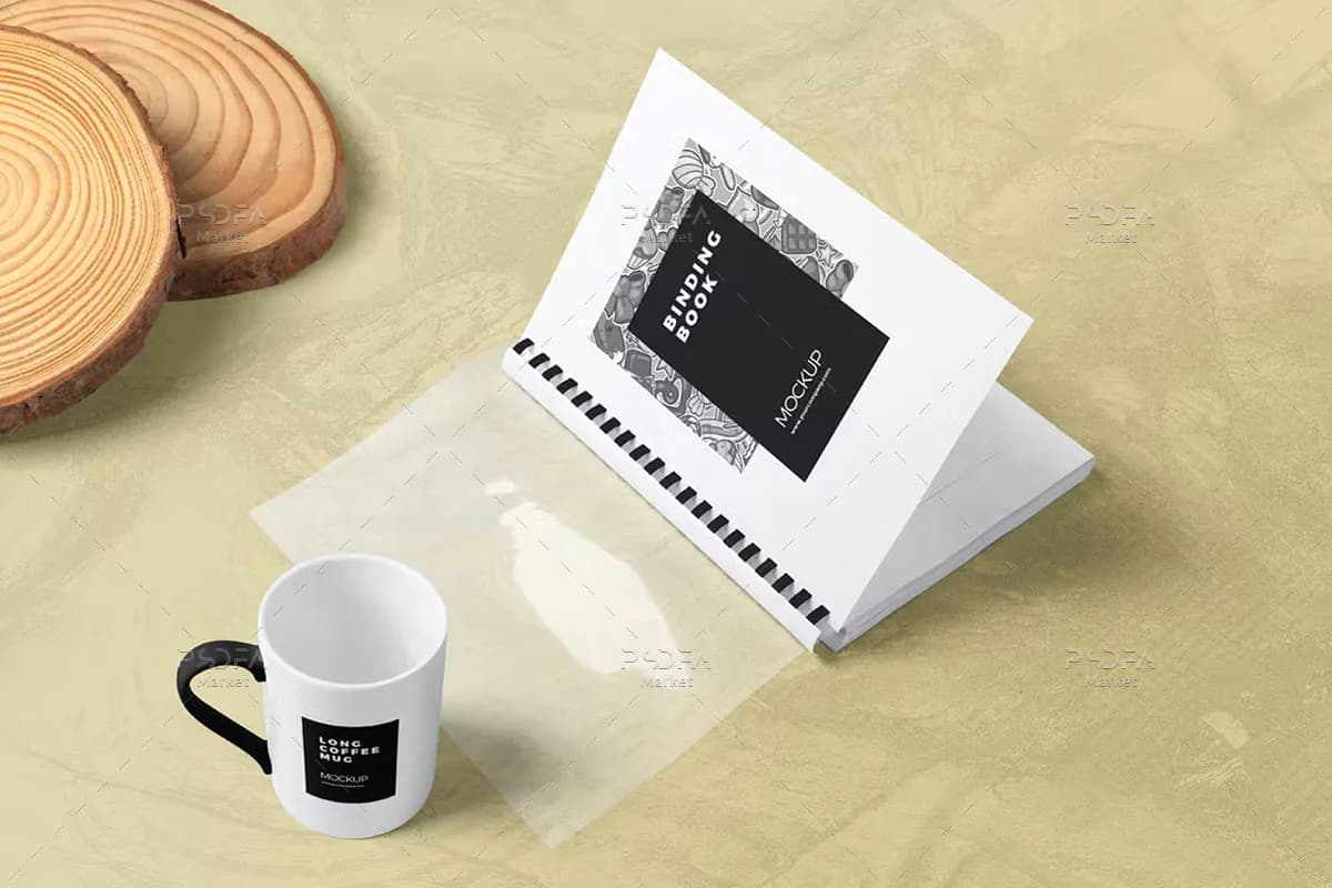 موکاپ کتاب صحافی شانه پلاستیکی A4 — تصویر ۴