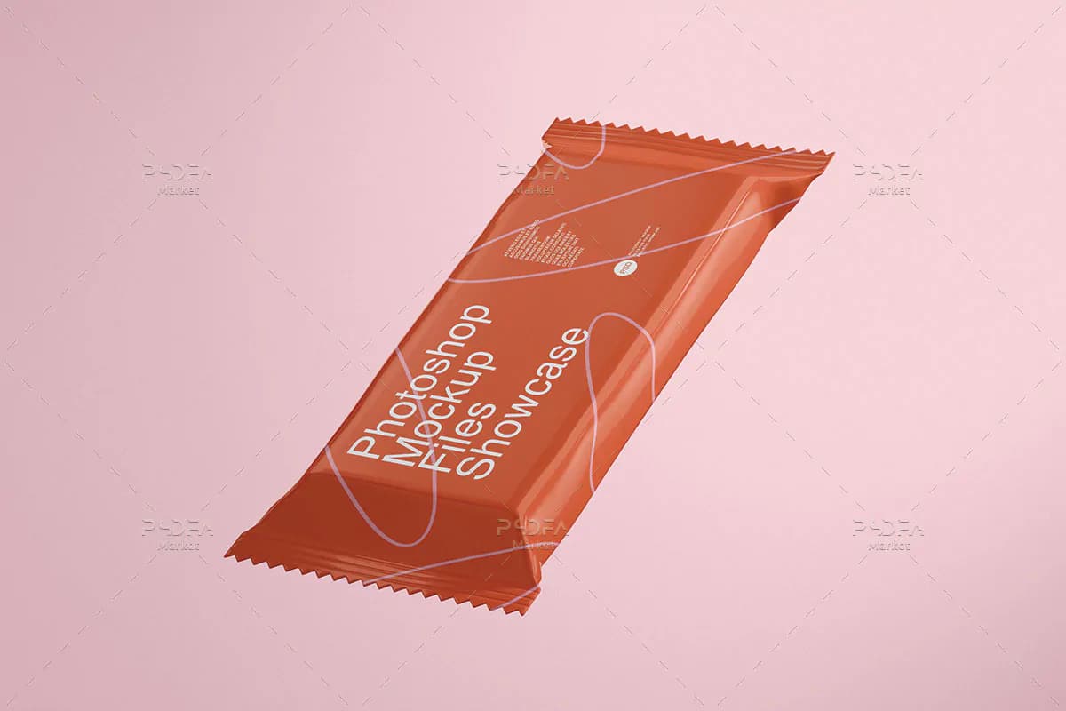 موکاپ بسته بندی کیک و بیسکویت (اسنک بار) — تصویر ۵