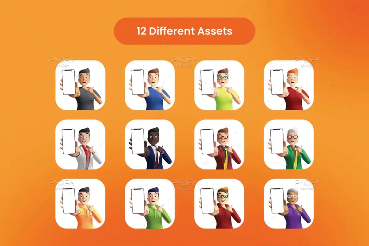موکاپ گوشی موبایل در دست مرد 3D – 12 فایل — تصویر ۲