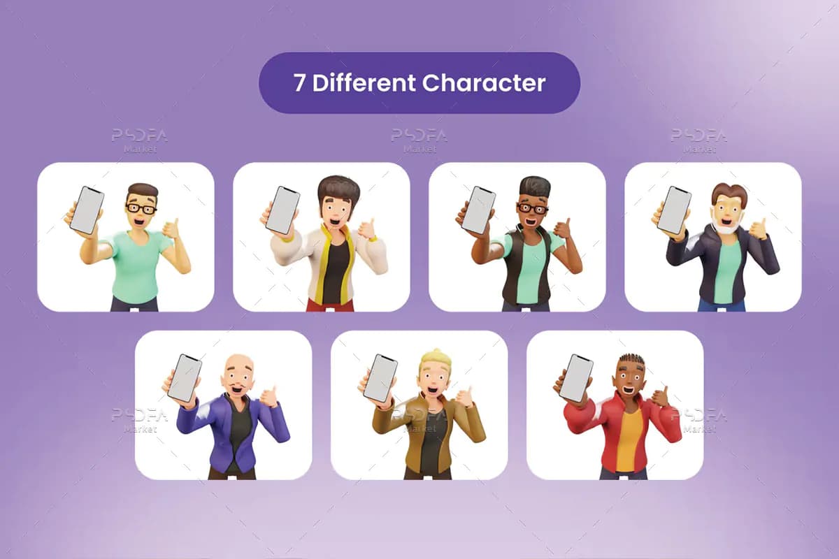 موکاپ گوشی موبایل در دست مرد 3D — تصویر ۲