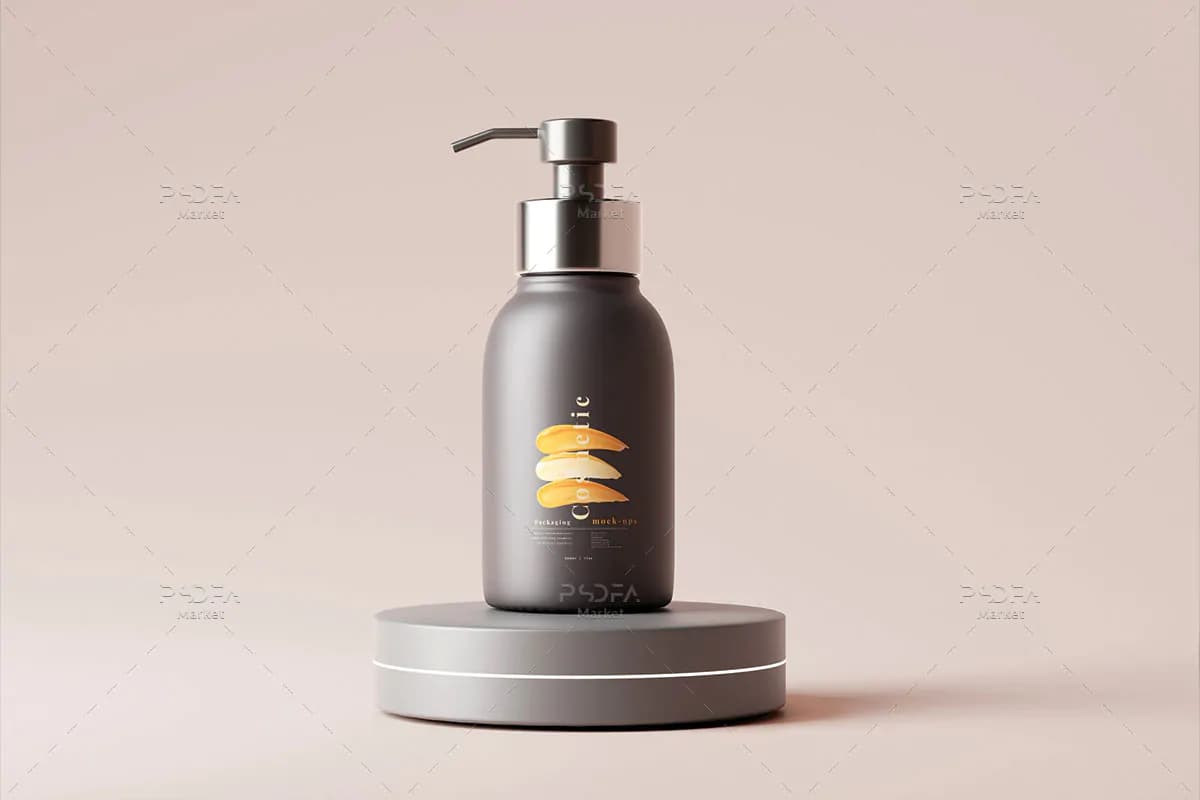 10 موکاپ بطری پمپی آرایشی و بهداشتی شیک و زیبا — تصویر ۳